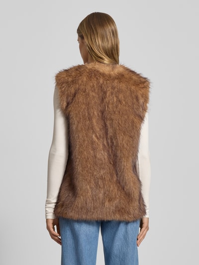 Only Regular Fit Webpelz-Weste mit Hakenverschluss Modell 'DAWN' Hellbraun 5