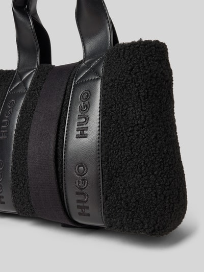 HUGO Schoudertas met band met label, model 'BECKY' Zwart - 3