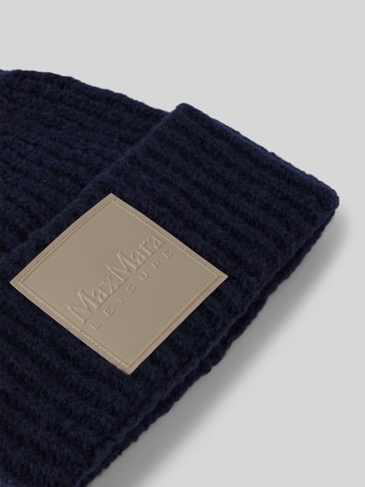 MaxMara Leisure Czapka beanie z naszywką z logo model ‘BASTIA’ Granatowy 2