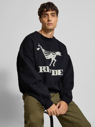 RHUDE Oversized Sweatshirt aus Baumwolle Black 3