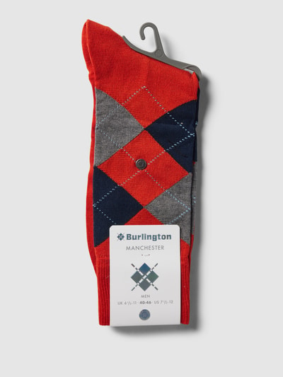 Burlington Socken mit Label-Print Modell 'MANCHESTER' Rostrot 3