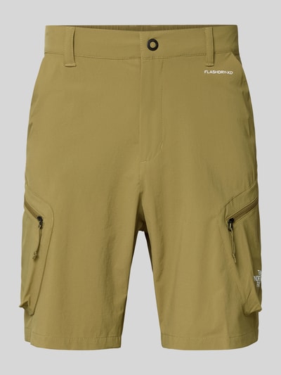 Produktfoto, Shorts mit Cargotaschen und Logo von The North Face aus Material-Mix mit Stretch-Anteil, Regular-Fit, Olivgrün, Struktur sichtbar.