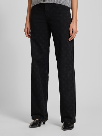 Marc Cain Straight fit jeans met all-over motiefprint Zwart - 4