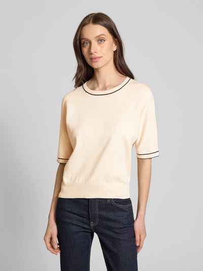 OPUS Bluzka z dzianiny z okrągłym dekoltem model ‘Prepi’ Beżowy 4