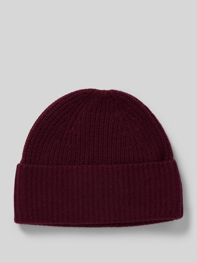 MCNEAL Gebreide muts van kasjmier met brede omslag Prune - 1
