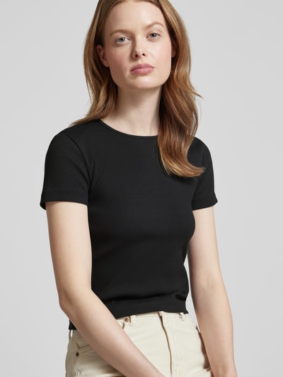 Vero Moda T-shirt o kroju regular fit z prążkowaniem model ‘CHLOE’ Czarny 3