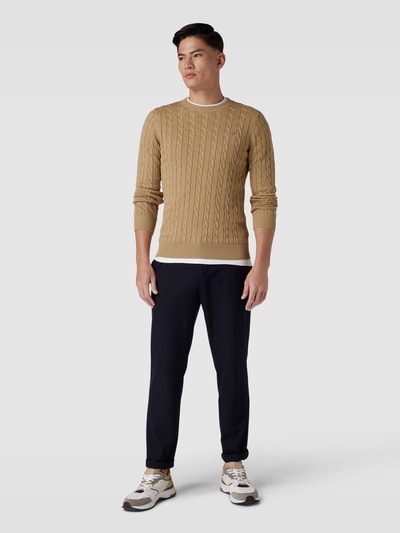 Gant Sweter z dzianiny z wzorem warkocza Beżowy 1
