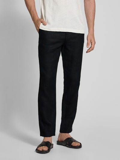 Casual Friday Regular Fit Leinenhose mit Eingrifftaschen Modell 'Pandrup' Black 4
