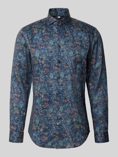 Jake*s Slim Fit Businesshemd aus reiner Baumwolle Marine 1