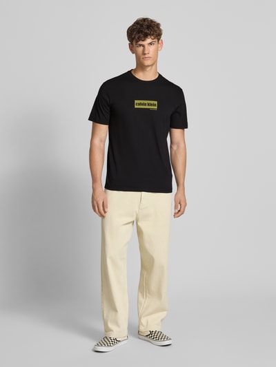 Calvin Klein Jeans T-shirt met labelprint Zwart - 1