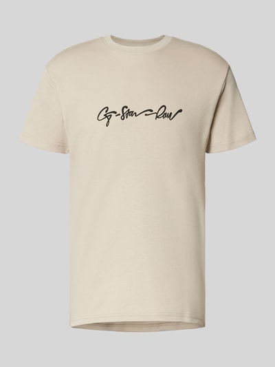 G-Star Raw T-shirt met labelprint en ronde hals Beige - 2