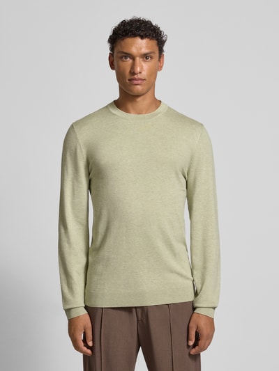 MCNEAL Gebreide pullover met ribboorden Rietgroen gemêleerd - 4