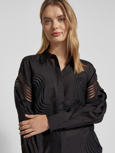 Copenhagen Muse Relaxed fit blouse met platte kraag, model 'MOLLY' Zwart - 3