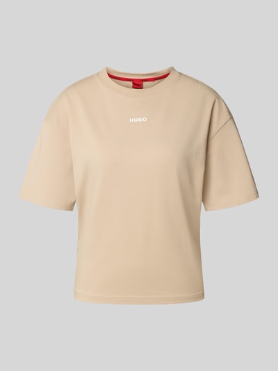 HUGO Pyjamabovendeel met logoprint en ronde hals Beige - 1