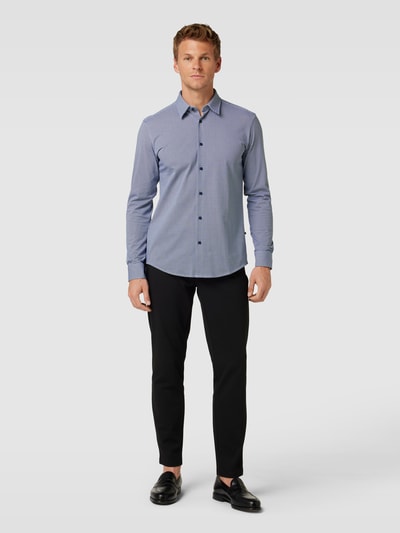 BOSS Slim Fit Freizeithemd mit Allover-Muster Modell 'Roan' Marine 1