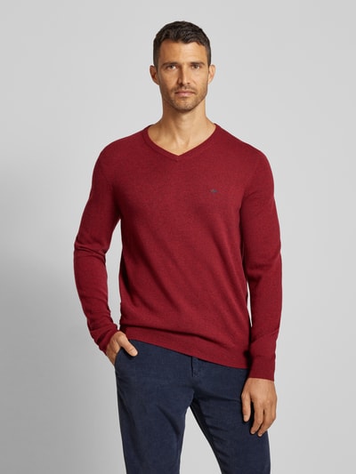 Fynch-Hatton Strickpullover mit V-Ausschnitt Bordeaux 4