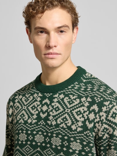 SELECTED HOMME Regular fit gebreide pullover van een wolmix, model 'HOLGER' Donkergroen - 3