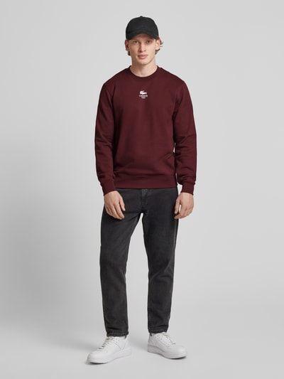 Lacoste Classic Fit Sweatshirt mit Logo-Print Modell 'HERITAGE' Bordeaux 1