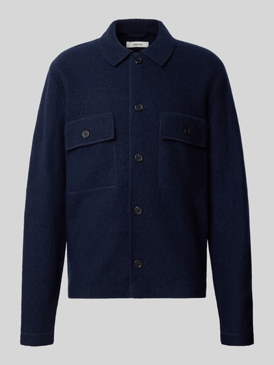 Selected Hemdjacke aus Wolle mit Brusttaschen Dunkelblau 1