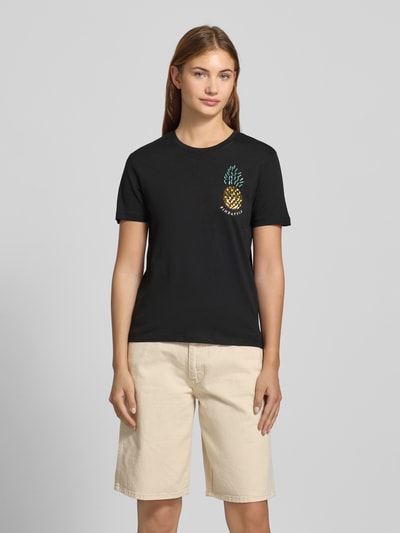 ONLY Regular Fit T-Shirt mit Ziersteinbesatz Modell 'KITA' Black 4