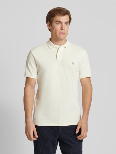 Polo Ralph Lauren Custom Slim Fit Poloshirt mit Label-Stitching Beige 4