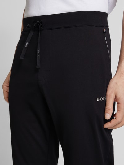 BOSS Spodnie dresowe z wyhaftowanym logo model ‘Mix&Match’ Czarny 3