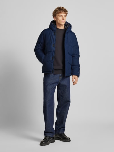 Jack & Jones Gewatteerd jack met opstaande kraag, model 'WORLD' Marineblauw - 1