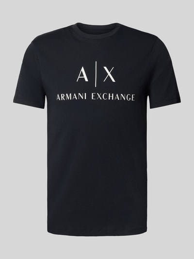 ARMANI EXCHANGE Slim fit T-shirt van puur katoen met logoprint Marineblauw - 2
