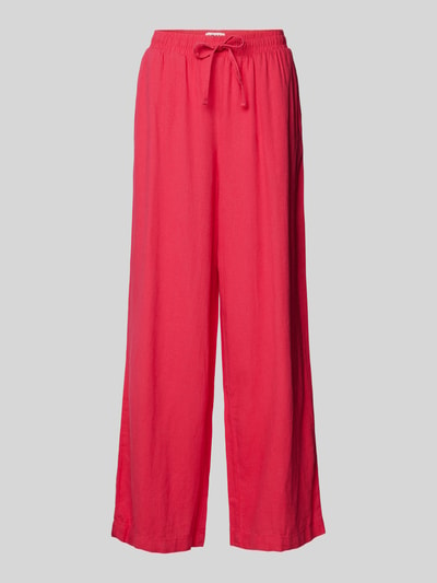 ICHI Wide leg linnen broek met bandplooien, model 'Lino' Fuchsia - 2