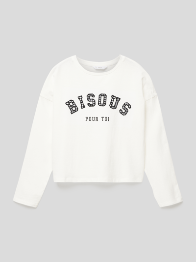 Mango Longsleeve mit Statement-Print Modell 'BISOUS' Offwhite 1