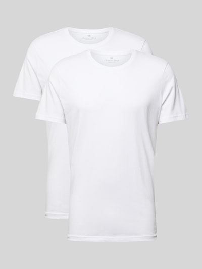 Produktfoto, T-Shirt mit Rundhalsausschnitt im 2er-Pack von Christian Berg Men, weiße Herren T-Shirts aus reiner Baumwolle im Slim-Fit