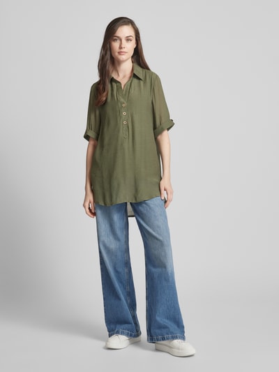 Apricot Bluse mit Tunikakragen Khaki 1