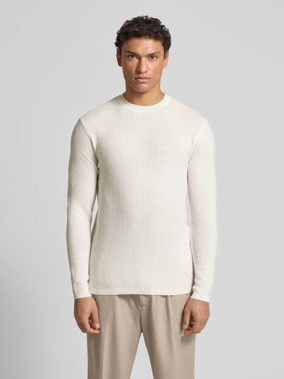 Emporio Armani Strickpullover mit Strukturmuster Offwhite 4