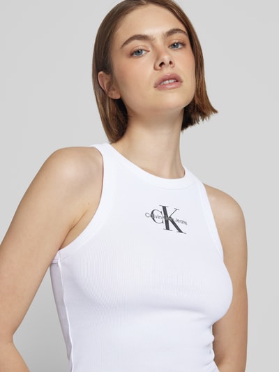 Calvin Klein Jeans Tanktop mit Label-Stitching und Rundhalsausschnitt Weiss 3