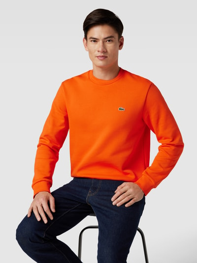 Lacoste Sweatshirt in unifarbenem Design mit Label-Stitching Orange 3