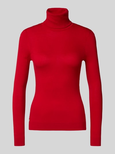 Lauren Ralph Lauren Sweter z golfem o kroju slim fit z dodatkiem jedwabiu model „ZOE” Czerwony 2