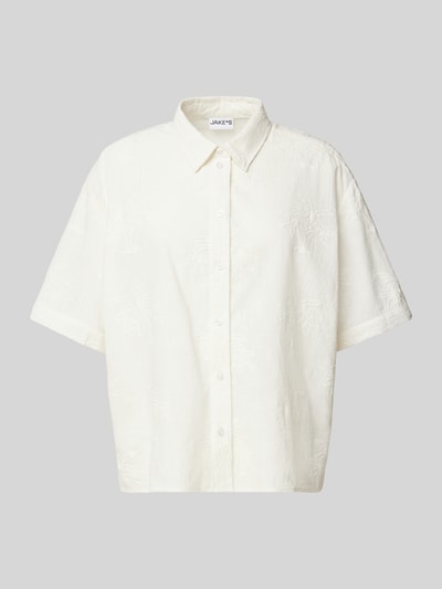 Jake*s Casual Bluzka koszulowa o kroju relaxed fit z fakturowanym wzorem Złamany biały 2