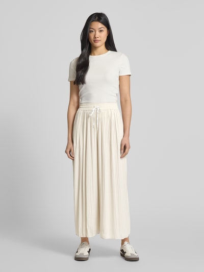 Marc Cain Wide leg stoffen broek met plissévouwen Zand - 1