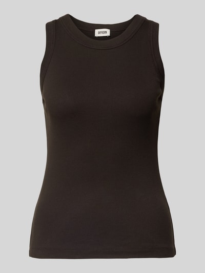 DRYKORN Top o kroju slim fit z okrągłym dekoltem model 'Olina' Ciemnobrązowy 2