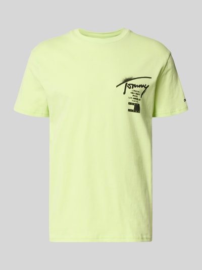Produktfoto, Regular Fit T-Shirt aus reiner Baumwolle von Tommy Jeans, efekt: jednolity kolor, krój regular fit, z napisem z logo, okrągły dekolt, krótki rękaw, wykończenie materiału: dżersej, materiał: bawełna