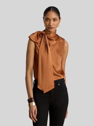 Lauren Ralph Lauren top o kroju regular fit z kokardą Terakotowy 4