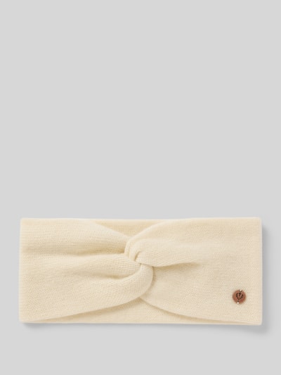 Produktfoto, Stirnband aus Kaschmir mit Knotendetail von FRAAS, kremowy kaszmir, klasyczny kształt, wiązany detal, detal z logo