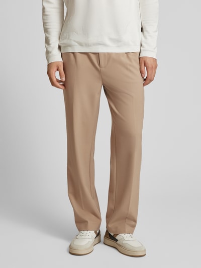 Casual Friday Tapered Fit Stoffhose mit Bundfalten Beige 4