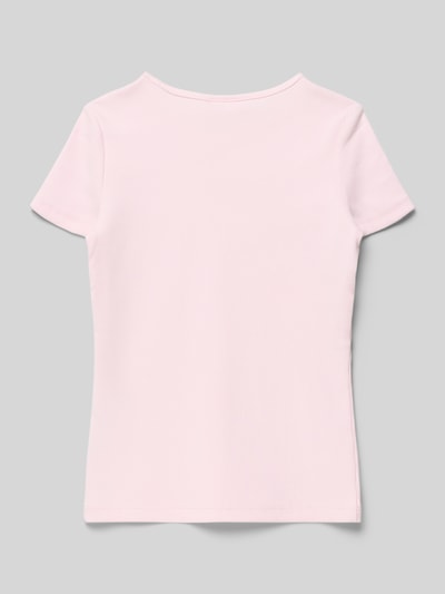 Produktfoto, Regular Fit T-Shirt aus Baumwoll-Mix von s.Oliver RED LABEL, Optik: Unifarben in zartem Rosa, feine Ripp-Textur, Kurzarm.