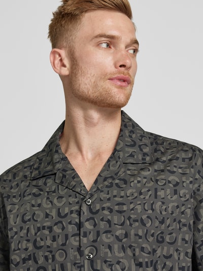 HUGO Relaxed Fit Freizeithemd mit Allover-Motiv-Print Modell 'Egeeno' Black 3