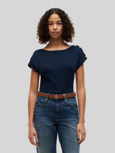 Tommy Hilfiger Regular Fit T-Shirt aus reiner Baumwolle mit Knopf-Details Marine 4