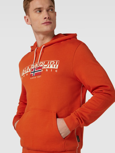 Napapijri Hoodie met labelprint Oranje - 3