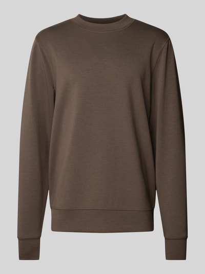 Casual Friday Sweatshirt met ribboorden, model 'Sebastian' Donkerbruin - 2