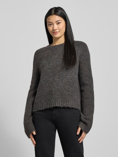 VERO MODA Regular fit gebreide pullover met wol, model 'INGRID' Donkergrijs gemêleerd - 4