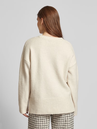 Pieces Langarm Pullover mit Seitenschlitzen Modell 'NANCY' Offwhite 5